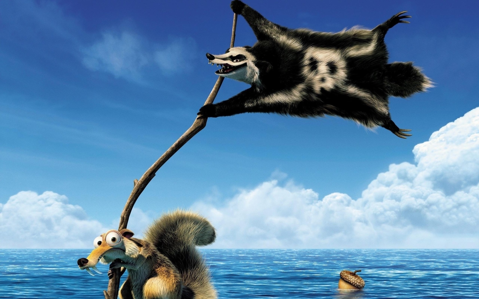 Картинка из фильма Ice Age, Ледниковый Период, белка, желудь, флаг, обои рабочий стол